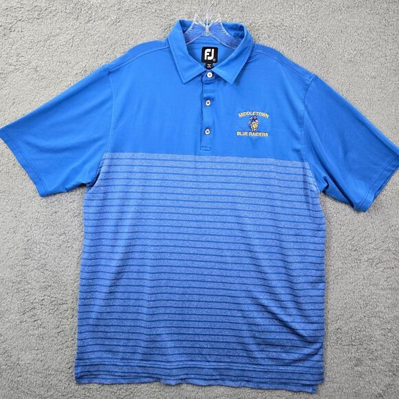 FootJoy Men's Blue Striped Casual Golf Performance Polo Shirt Size XL LOGO - Picture 1 of 13